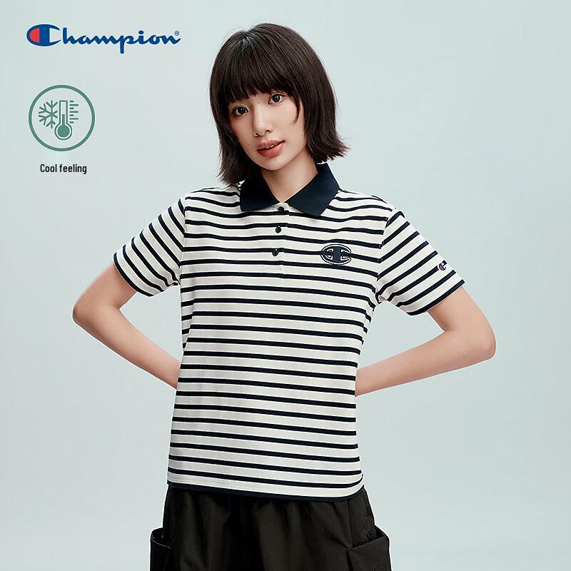 Champion Women s Striped Polo Shirt L
