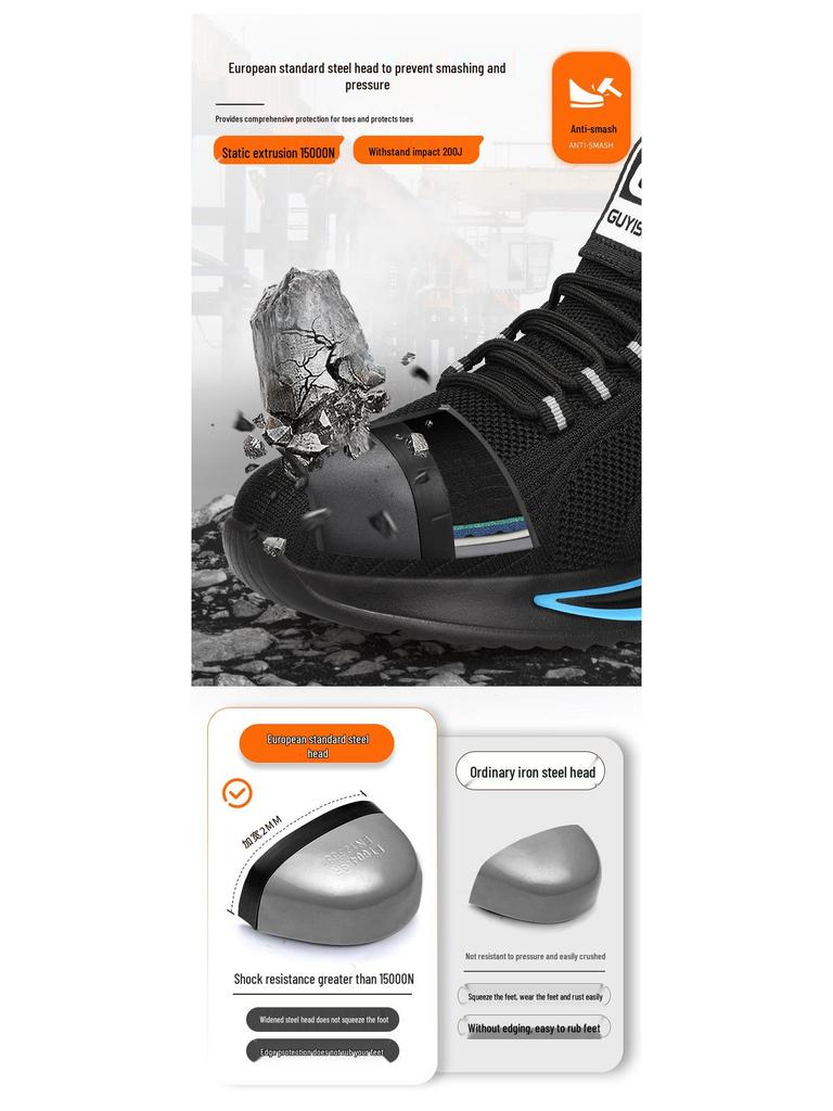 Herren Sicherheitsschuhe mit Stahlkappe - Atmungsaktiv, Abriebfest, Antistatisch, Stoßfest und Durchtrittsicher