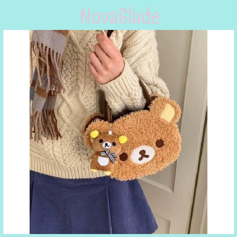 Rilakkuma Plush Cartoon Shoulder Bag For Daily Use With Storage For Teens And Women