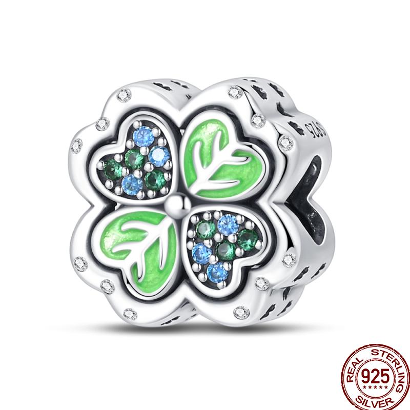 Copper Jewelry Pendant Early Spring Four Leaf Clover Flower Charm Fit Pan Beads Jewelry Birthday Diy Gift Fine Jewelry