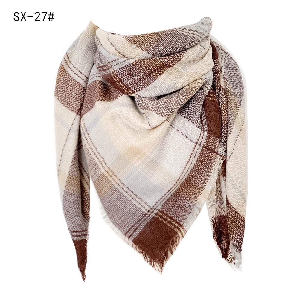 Sciarpa a scialle triangolare a quadri in finto cachemire stile europeo americano - Scaldacollo alla moda versatile per primavera, autunno, inverno
