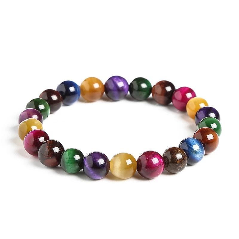 Natural Stone Bracelets Natural Healing Energy Tiger Eye Bracelet Polished 8 MM Crazy Stone Beads Bangle Elastic Pulsera