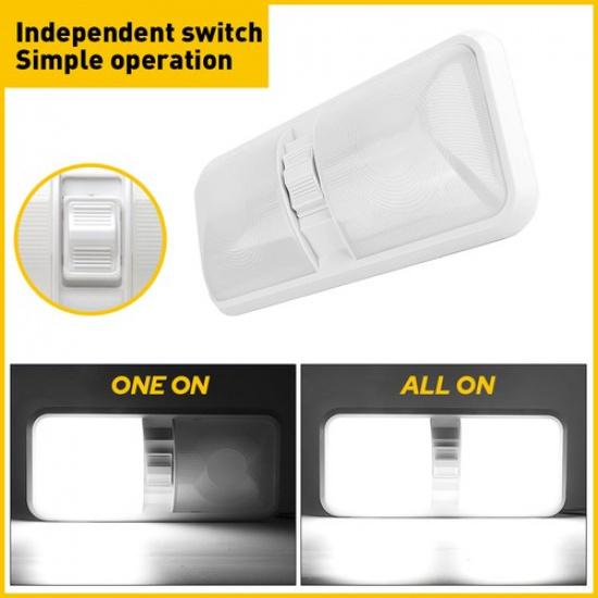 12V Interior LED Ceiling Light Double Dome W/switch For Car Boat Camper Trailer