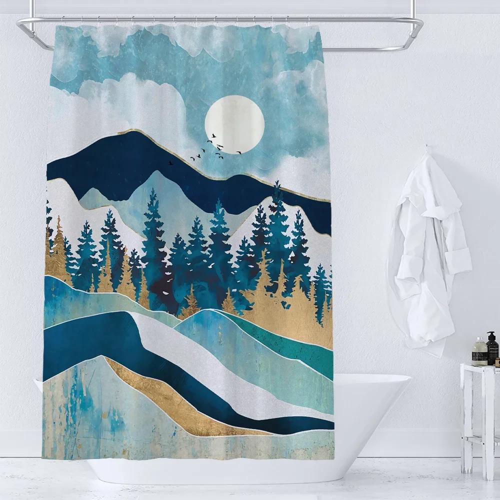 1Pc Art Japanese Pattern Shower Curtain Waterproof Printed Polyester Fabric Bathroom Partition Curtain Home Decorative Curtain