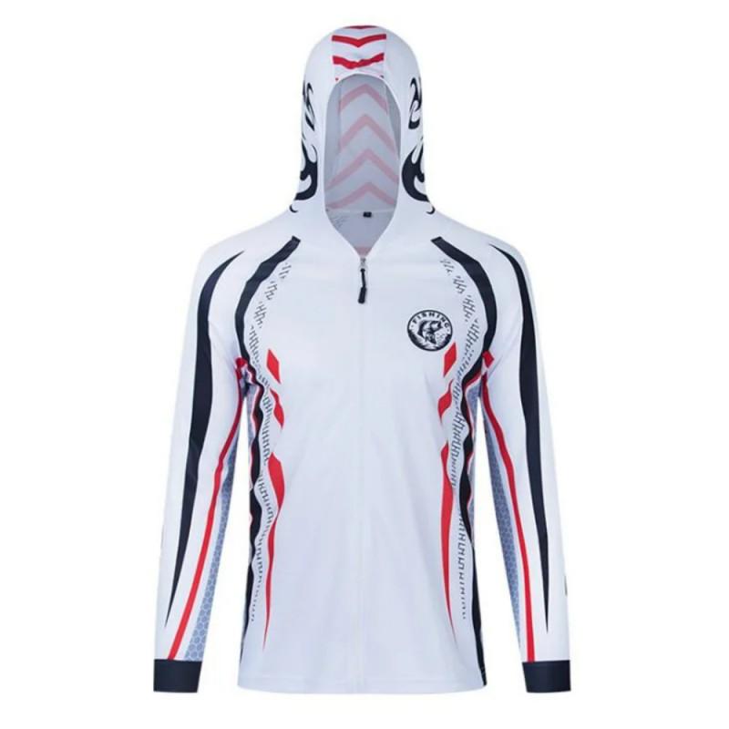 Mens Hooded Zip-Up Fishing Shirt UV Protection Quick Dry Breathable Long Sleeve Outdoor Sun Top