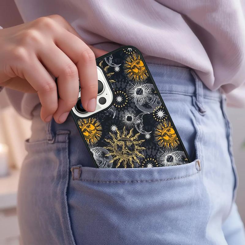 Celestial Mosaic Sun Moon Phone Case For iPhone 17 Air 15 16e 14 13 Pro Max Coque 12 11 Pro Max PLUS cover
