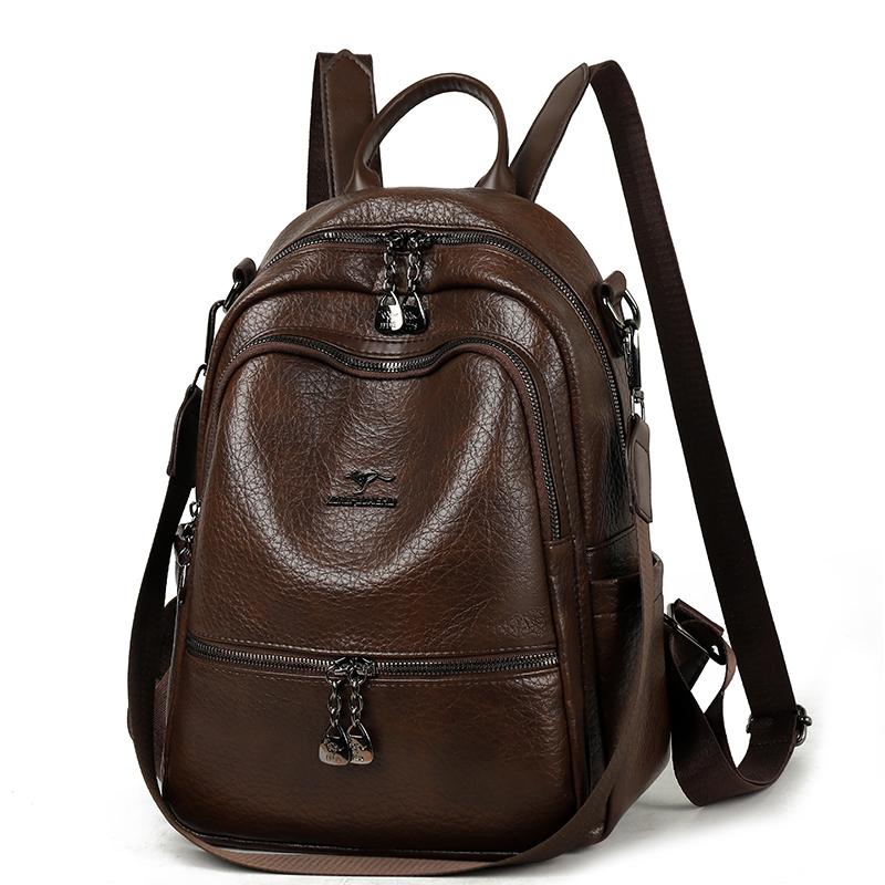 PU Backpack Women's Outdoor Travel Backpack Multi-function Shoulder Bag