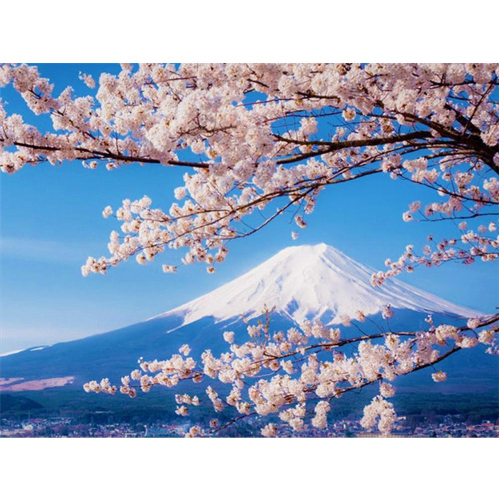 Pintura de diamante 3D, punto de cruz de paisaje, bordado de diamantes artesanal, flores de cerezo, imagen de diamantes de imitación, decoración del hogar