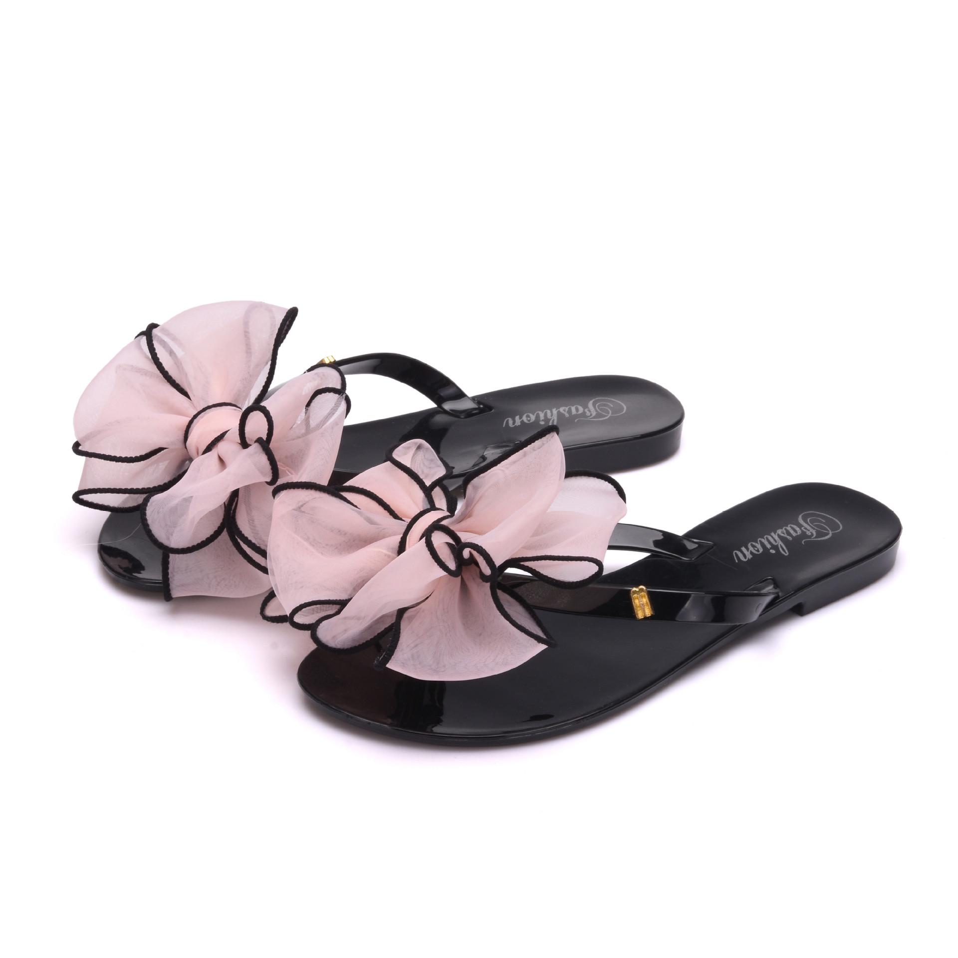 Yuzhihao Women s Summer Flower Flat-Soled Flip-Flops Beach Sandals