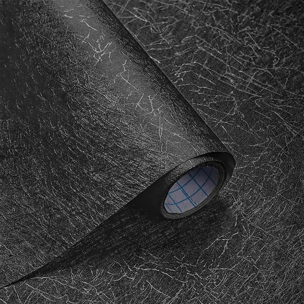 Black Waterproof Self-Adhesive Wallpaper & Silk-like PVC Film: Best for Bathroom, Cafe and Bedroom Makeovers