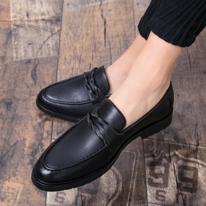Fashion Men Loafers Leather Shoes Formal Elegant Dress Shoe Simple Slip On Man Casual Footwear Original Pointed Boos Moccasins