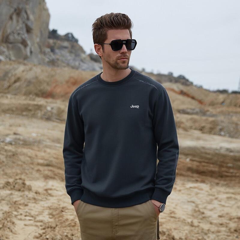 Jeep Men's Thickened Warm Casual Round Neck Sweatshirt
