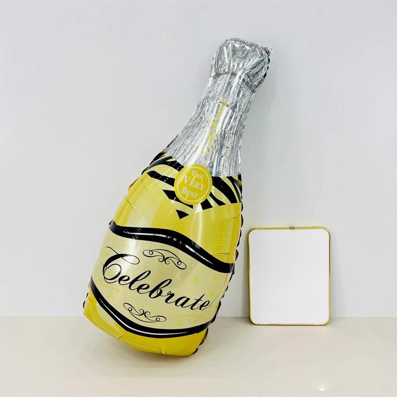 Birthday Decoration Anniversary Background Wall Decoration Holiday Supplies Champagne Wine Bottles Wine Glasses Aluminum Film Balloons