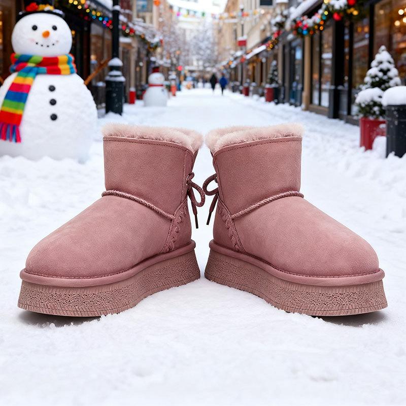 Damesko Stor Størrelse Myk Såle Vinter Varm Pels En Snøstøvler Polstret Fôret Ankelstøvletter Sklisikre Fotturer Sport Bomullsstøvler Korte Støvler