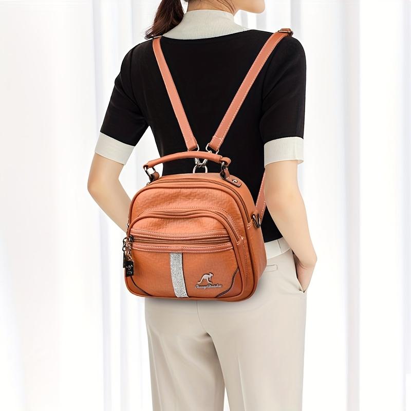 Dámský mini batoh a crossbody taška z PU, lehká, přeměnitelná kabelka s odnímatelným popruhem, mini cestovní taška