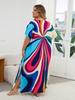 EDOLYNSA Colorful Women House Dress Loose Vacation Party Long Dress Kaftan Lounge Wear Flattering Bathrobe Boho Outfit Homewear Q1546