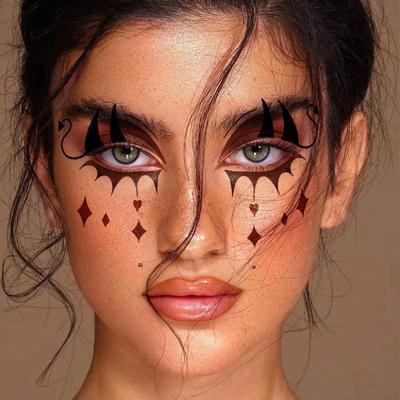 Hochwertiger Stil Halloween Persönlichkeit Dunkle Sterne Teufel Make-up Gesichtskleber Tattoo-Aufkleber