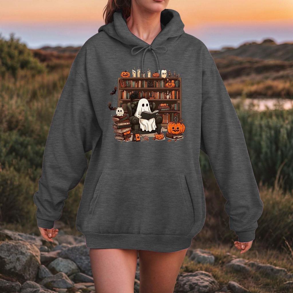 Women Fashion O Neck Long Sleeve Printed Top Hoodie Sweatshirt