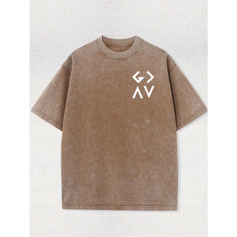 High-Quality Double-Sided Men's T-Shirt Ideal for Outdoor Sports, Vintage Washed, Made of 100%, Perfect for Daily Wear with a Loose Fit And Soft