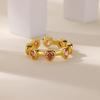 Colored Zircon Stainless Steel Heart Rings For Women Gold Color Heart Opening Ring Wedding Christmas Jewelry Gift