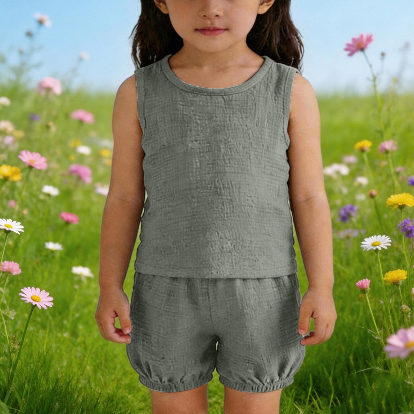 Children s Sweet Set Cute Vest Shorts Girls Sleeveless Casual Two-Piece Set 80