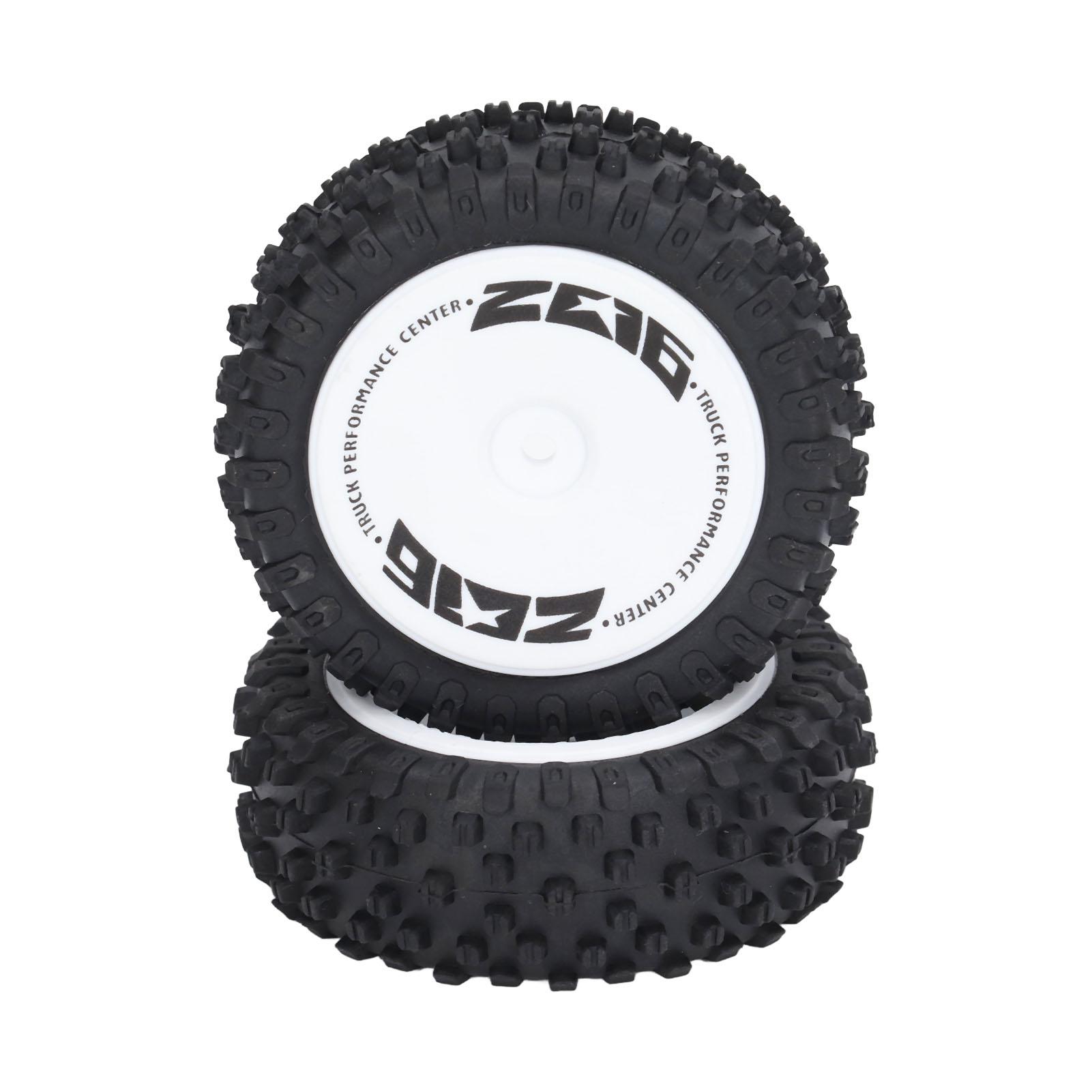 

2PCS RC Car Front Tire Plastic Rubber Front Wheel Tire Replacement for WLtoys 1/12 Remote Control Car 124007 Black and White