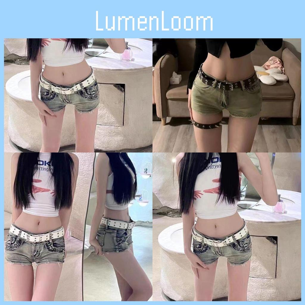 Stylish Women's Belt Korean Ins Dark Style Double Buckle Metal Chain Decor 2023