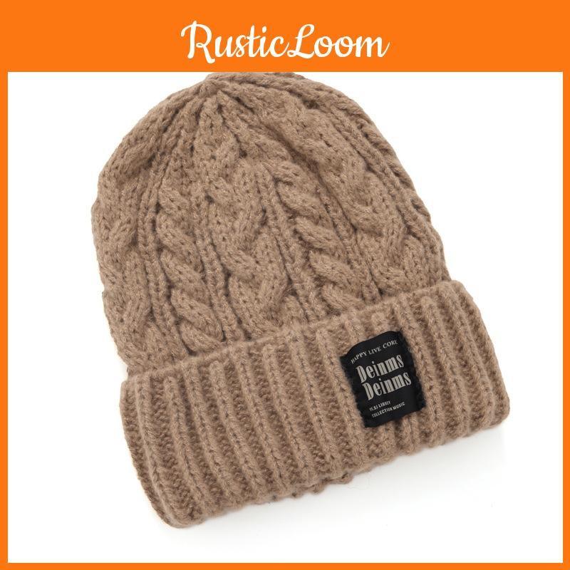 Hat Style Knitted With Letter Decor And Big Head Circumference For Casual Wear