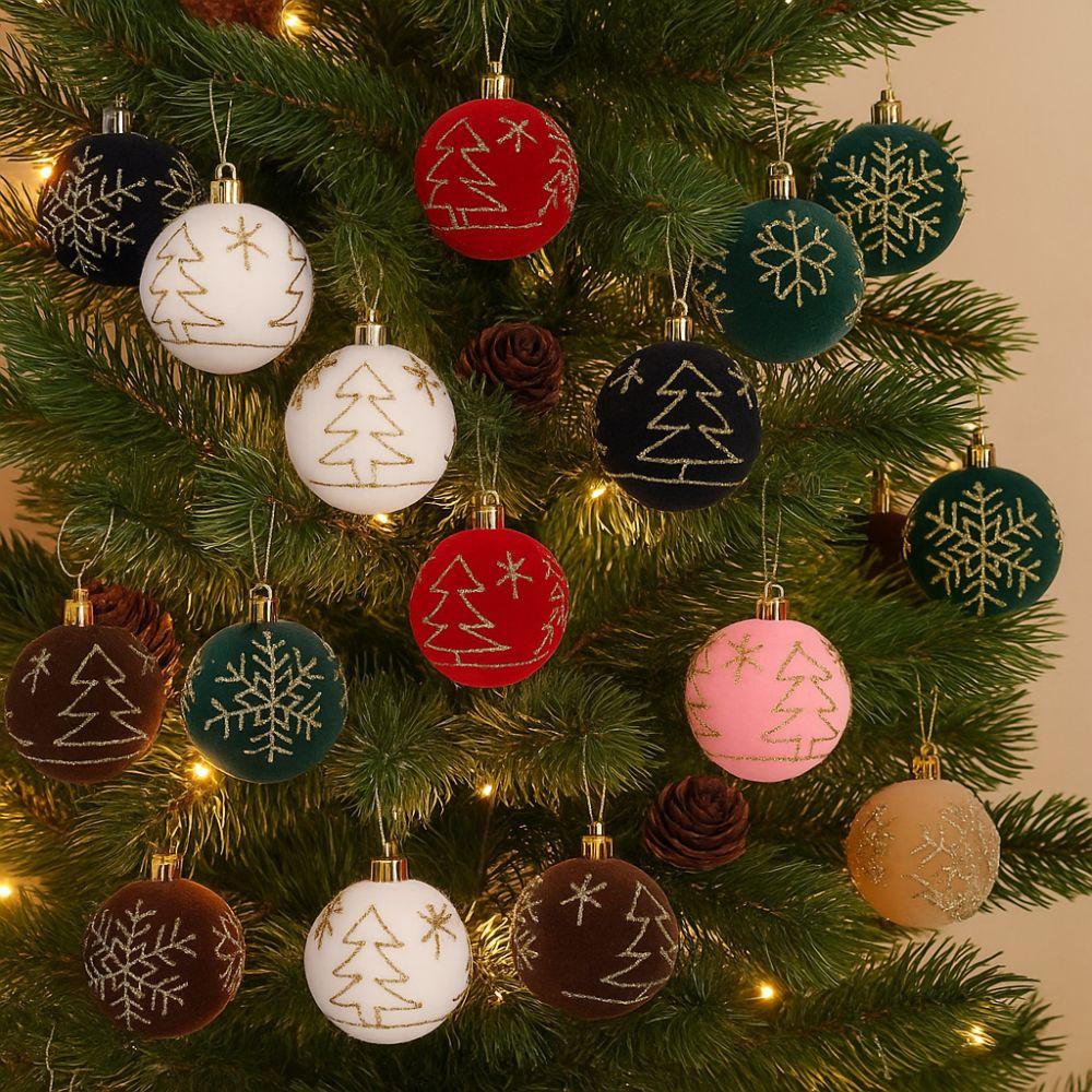 Velvet Christmas Spheres Luxury Flocking Painted Balls Christmas Ball Ornaments  Festival Event