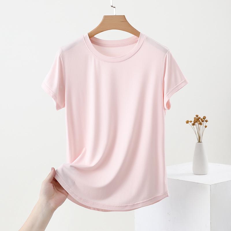 Women's Slimming U-Neck Short Sleeve Solid T-Shirt - Summer Fashion Basic