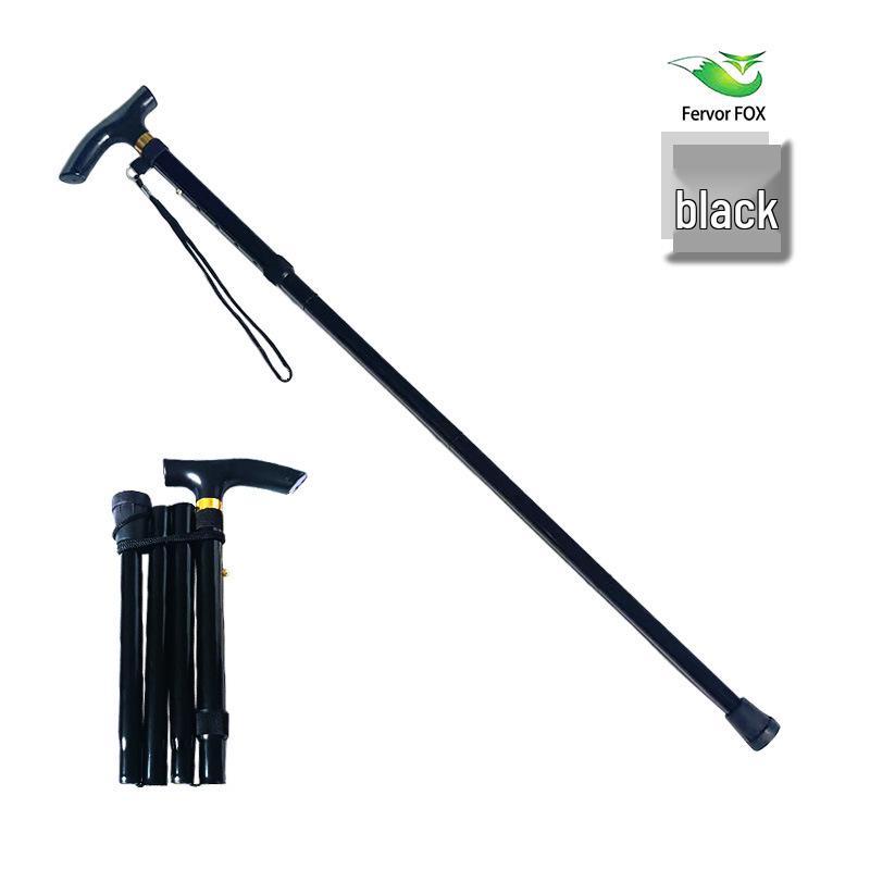 

Telescopic Aluminum Alloy Folding Cane: Anti-Slip, Reinforced, 5-Section Adjustable Walking Aid for Seniors. 840-930 mm чорний
