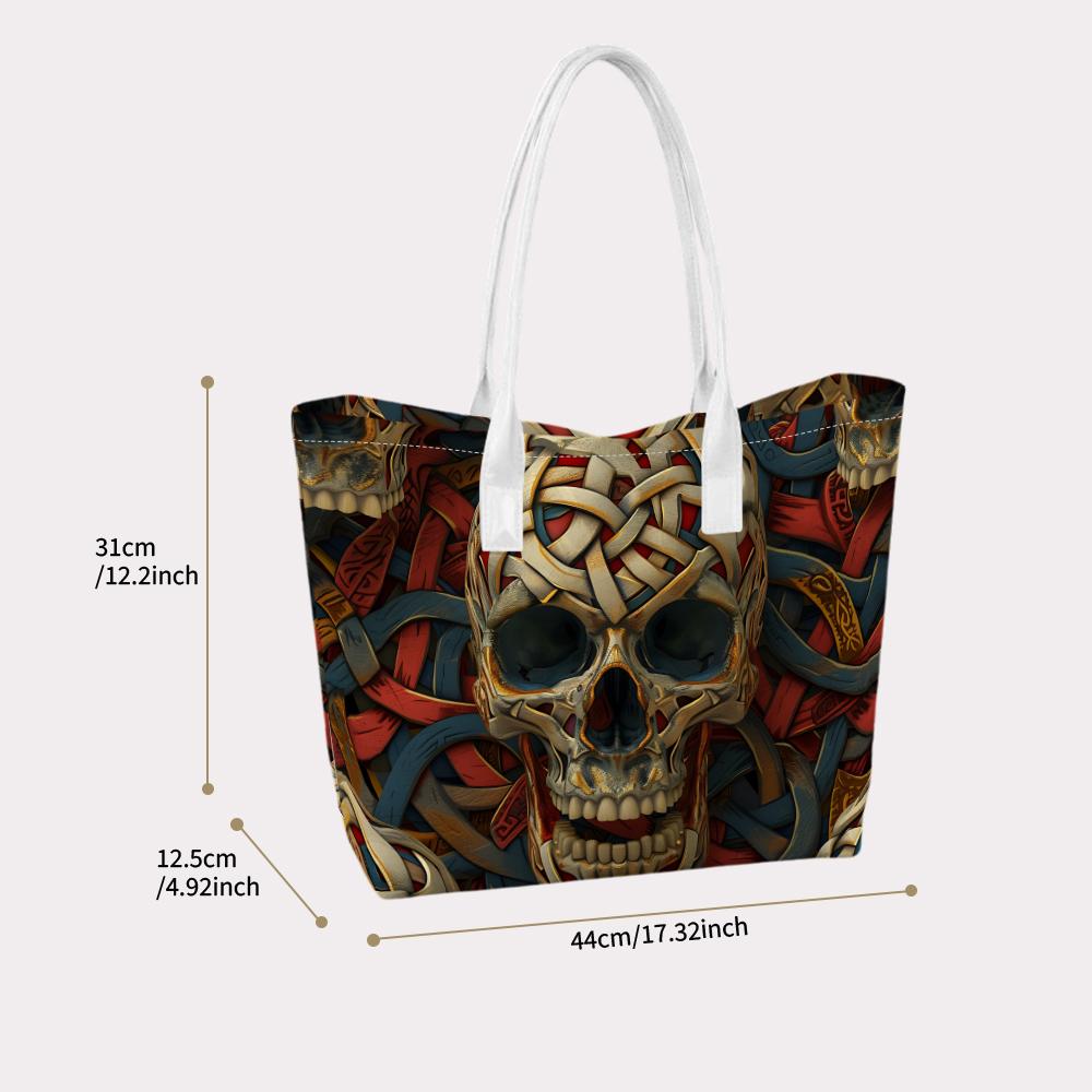 Celtic Knot Skull Pattern Stylish Large Tote Bag For Daily Use
