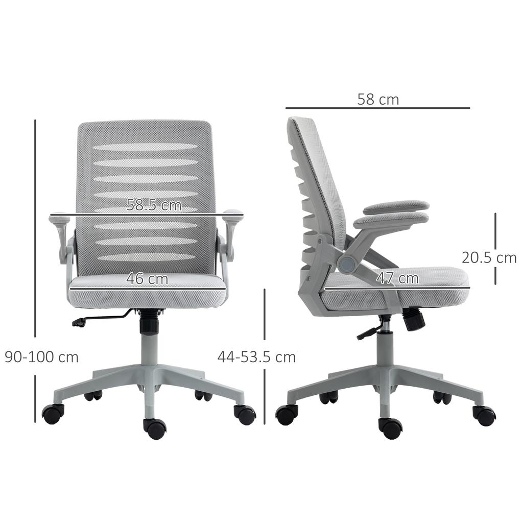 44-53.5cm Adjustable Height Work Chair, with Mesh Back - Grey