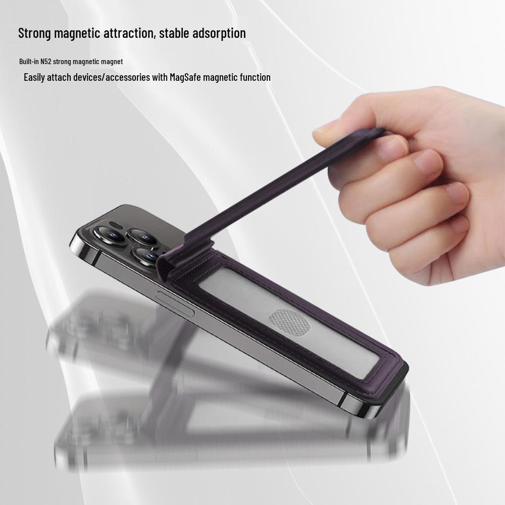 Portacarte Magnetico in Pelle MagSafe per iPhone 12-17, Custodia Flip Universale Multifunzione Apple 16