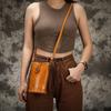 Johnature Freizeit natürliche weiche echte Rindsleder Frauen kleine Tasche vielseitige Retro einfarbig Schulter- und Umhängetaschen