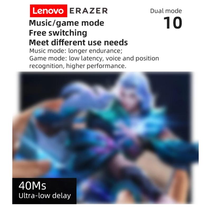 Lenovo Bezdrátová sluchátka ERAZER XT60PRO BT5.3 s funkcí potlačení hluku, vodotěsná, sportovní sluchátka s mikrofonem a digitálním displejem