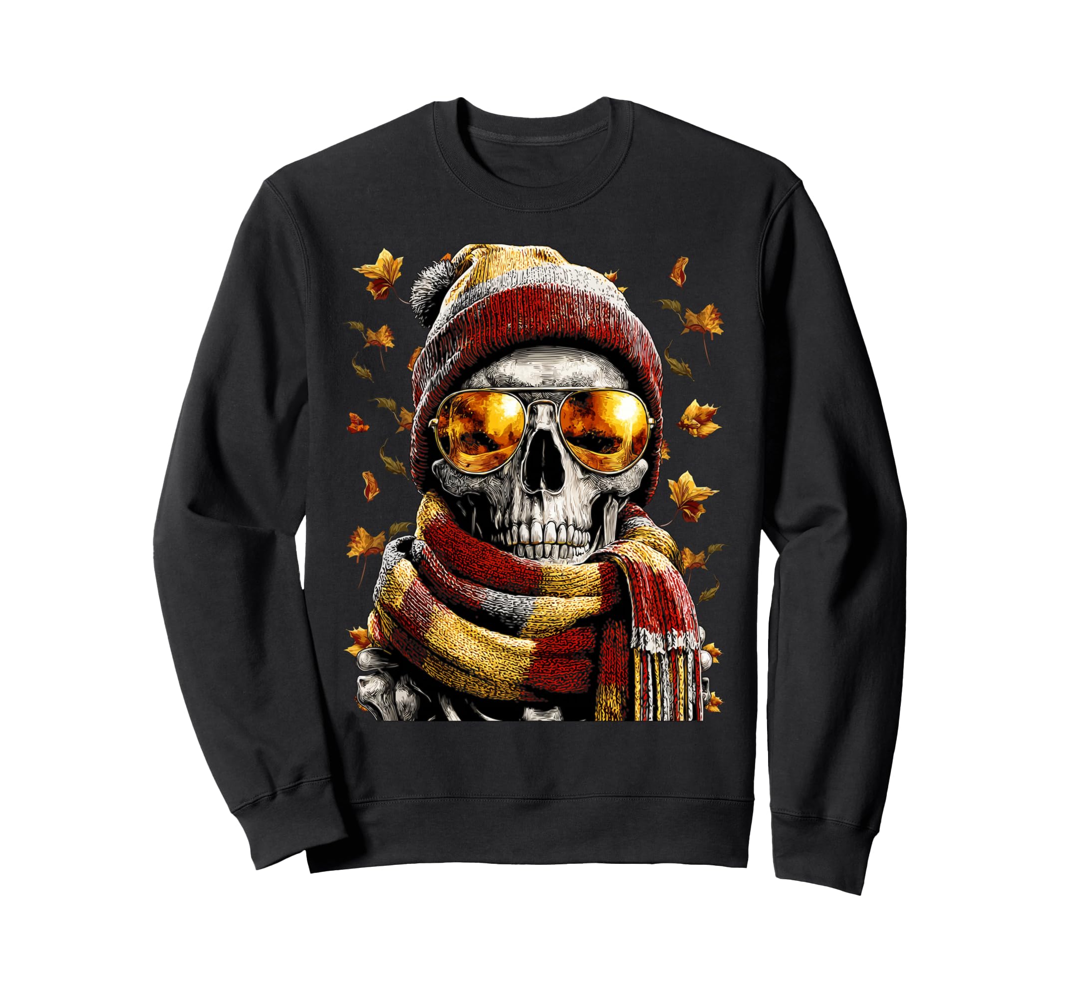 

Autumn Skeleton Sunglasses Autumn Leaves Gothic Halloween Sweatshirt