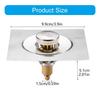 Foot Floor Drain Strainer Bounce Type Square Shower Drain Hair Catcher Strainer for Bathroom Shower Easy to Use