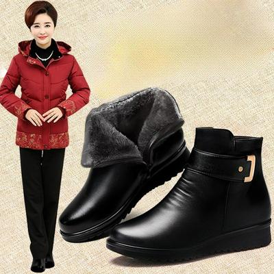 Winter Cotton Shoes Plus Velvet Autumn and Winter Non-slip Warm Short Boots Women's Shoes Leather Shoes Middle-aged Winter Shoes
