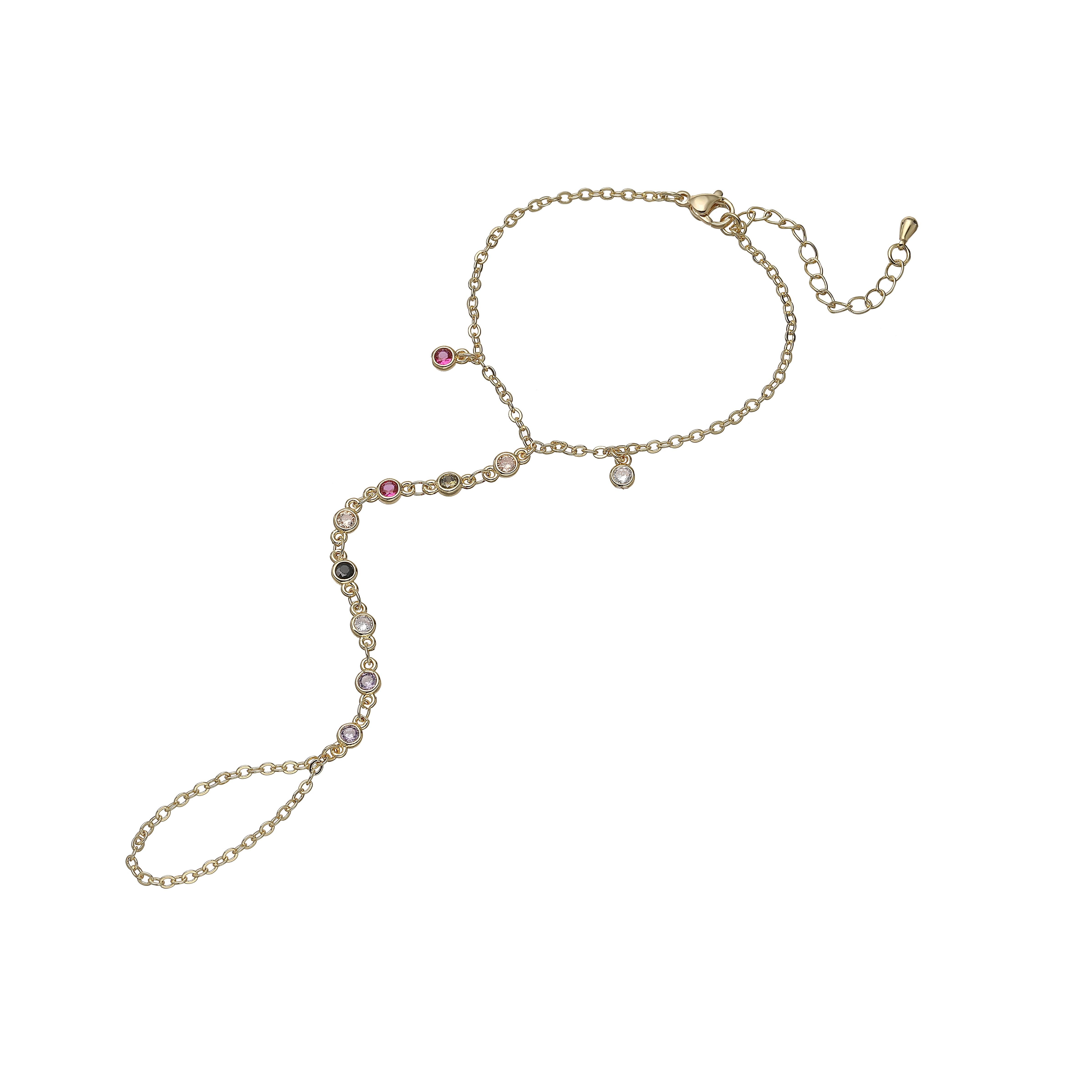 

Teardrop Round-shaped Zircon Bead Pendant Ring Bracelet Simple And Elegant Fringed Adjustable Bracelet For Women Other&18.5cm