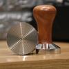 Electroplated Coffee Tamper with Flat Bottom and Beech Wood Handle, 51/53/58mm Threaded Base for Espresso Machines