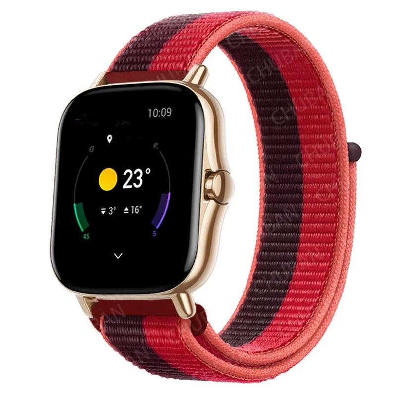 20mm/22mm Nylon Loop watch band For Amazfit GTS/4/2e/3/GTS2 Mini/GTR 4/3 pro/47mm/GTR2/2e/stratos Bracelet Amazfit bip-u strap