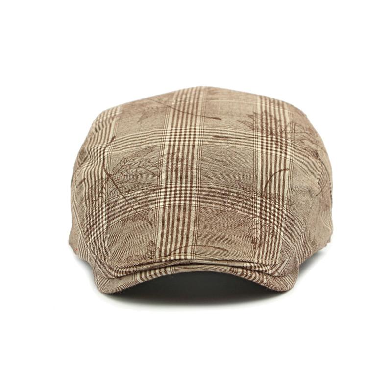 Spring Hat Autumn Beret British Vintage Paintsman Hat Printed Plaid Peaked Cap for Men