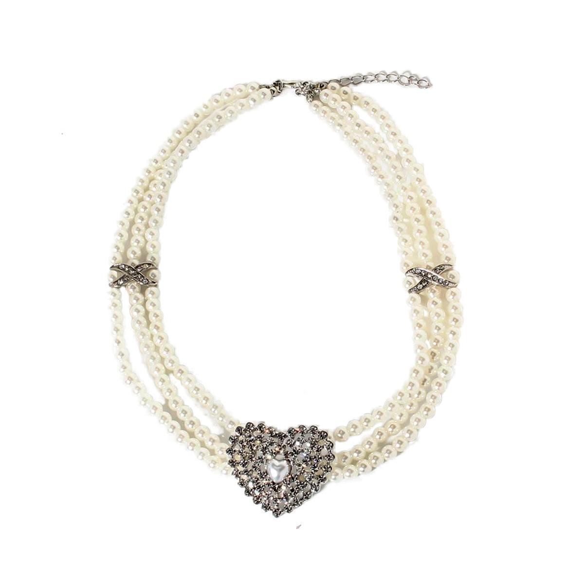 

Многослойное ожерелье с подвеской из искусственного жемчуга и бриллиантами в форме буквы «любовь», подарок на День святого Валентина, универсальная цепочка на ключицу. серебряный