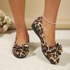 Elegant Leopard Print 1pc Women's Handmade Bow Wedge Heel Pumps Suitable for Outdoor Home Leisure Vacation