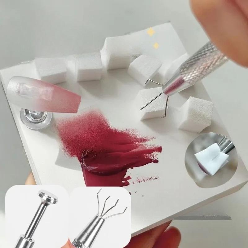 100Pcs Square Nail Art Sponge Set Gradient Nail Brushes Gel Polish Design Nail Sponge Grab Pen Nail Design Manicure Supplies