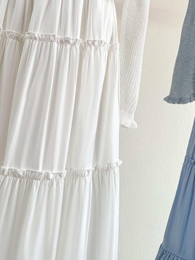 White Ruffle Draped Umbrella Skirt - Spring/Summer 2026 Collection
