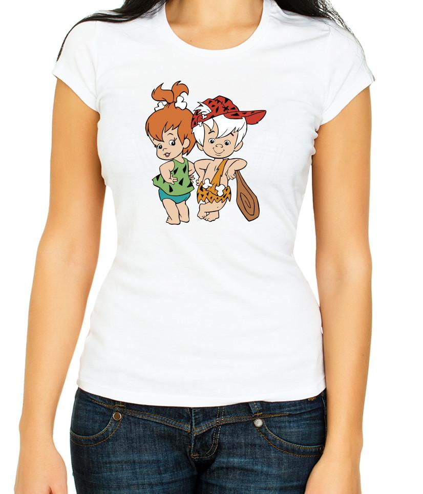 

The Flintstones characters White / Black Women s 3/4 Short Sleeve T-Shirt L019 M