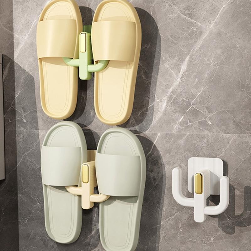 Practice Wall Mounted Euphorbia Shoe Shelf Adhesive Bathroom Storage Planner for Drying Flipflops