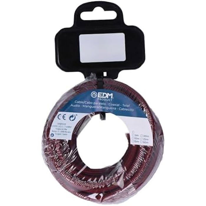 Cavo cordone tubolare - EDM - C08 - 2 x 0,75 mm - Rosso - 5 m